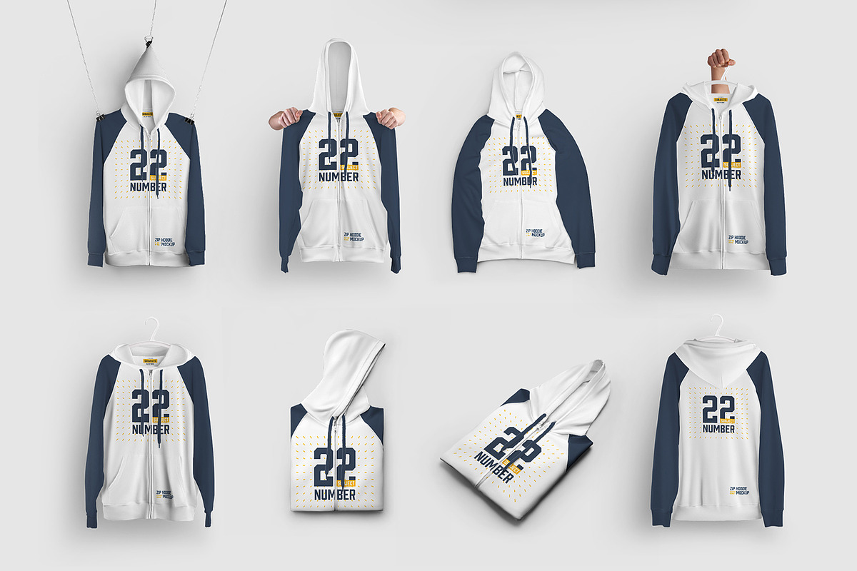 8 Zip Hoodie Mockups, a Hoody Mockup by Grow Design Craft Studio (Photo 2 of 8)