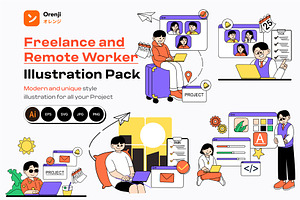 Freelance and Remote Worker, an Illustration by orenjidesign