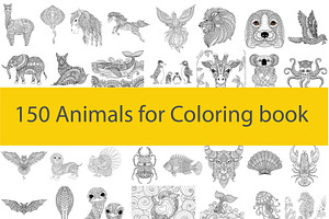 150 Animals For Adult Coloring Book