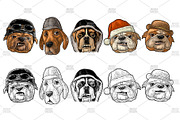 Head dog with human hat, an Animal Illustration by MoreVector (Thumbnail 1 of 4)