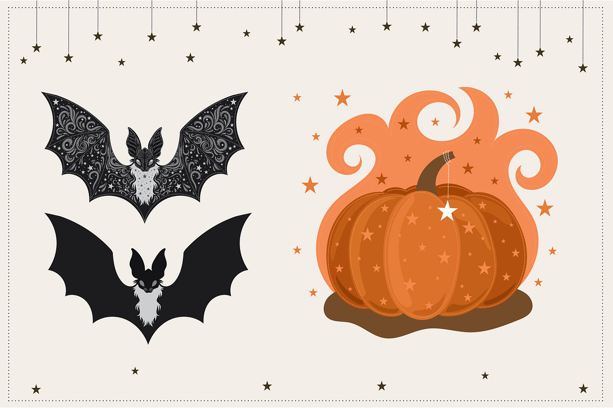 Halloween Witch, Cat, Bat Character, a Decorative Illustration by Imaginary Party (Photo 7 of 10)