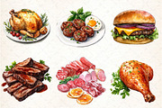 Watercolor Meat Clipart Bundle, an Illustration by DreamCafeArt (Thumbnail 4 of 7)