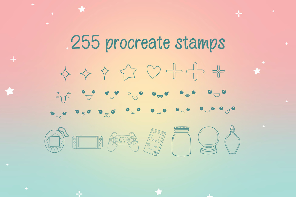 250+ Procreate kawaii flower stamps, a Brush Add-On by laura.design (Photo 5 of 7)
