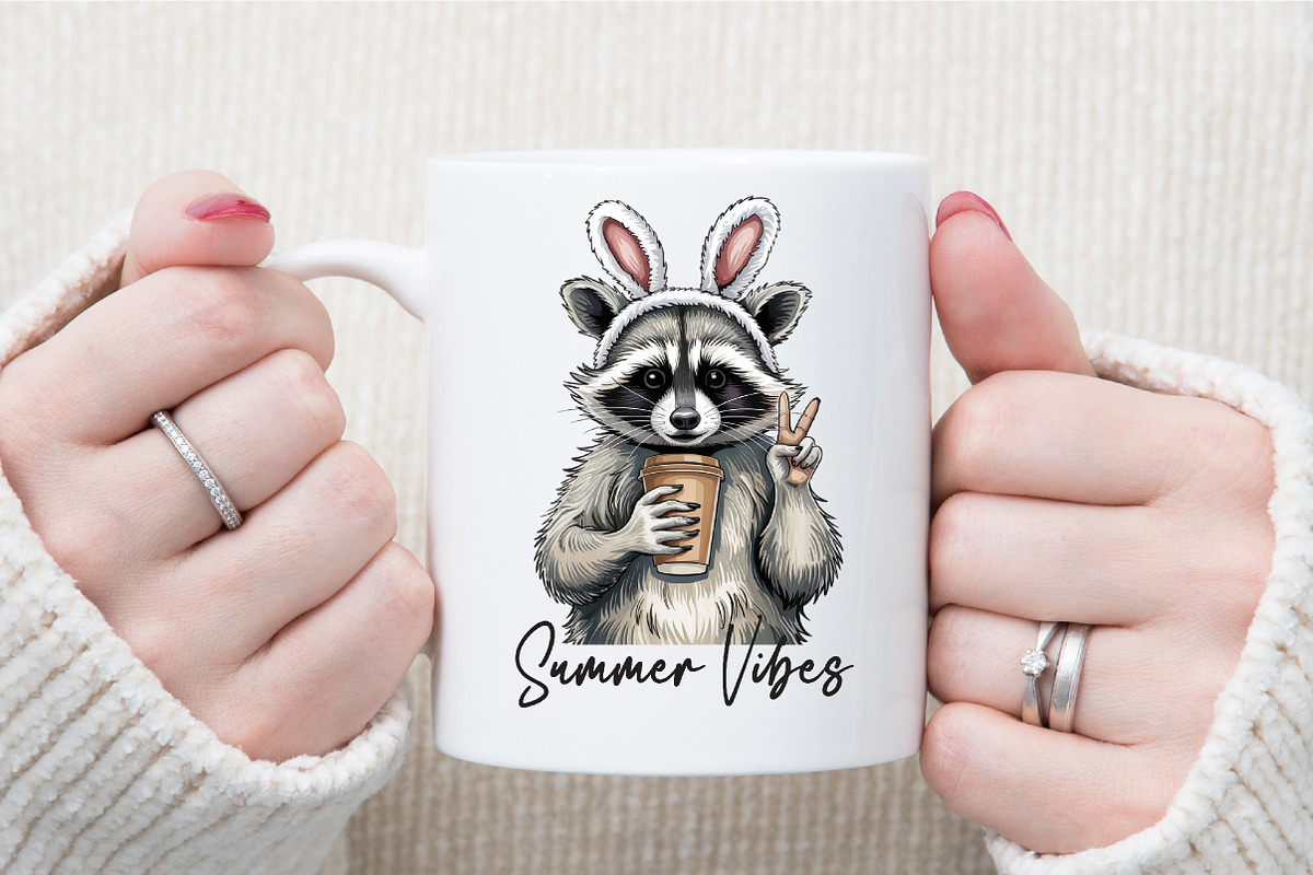 Funny Raccoon Iced Coffee ,Summer Vi, an Illustration by Sublimation Artist (Photo 5 of 6)