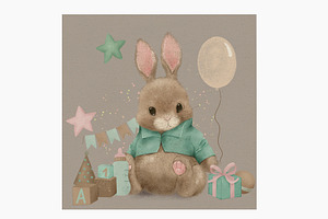 Baby Bunny First Birthday Clipart