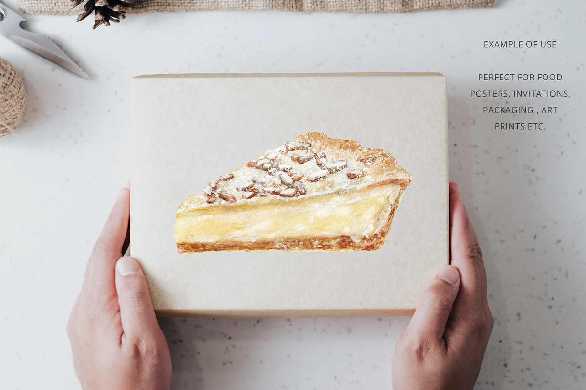 Italian grandmother's cake clipart, a Food Illustration by Kolorata Art (Photo 2 of 3)