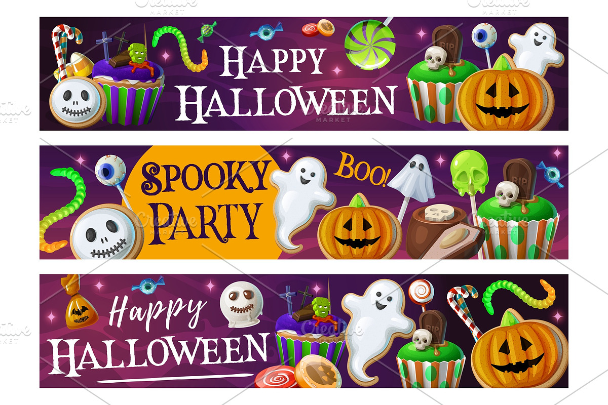 Halloween banner with sweets, a Food Illustration by Vector Tradition (Photo 2 of 3)