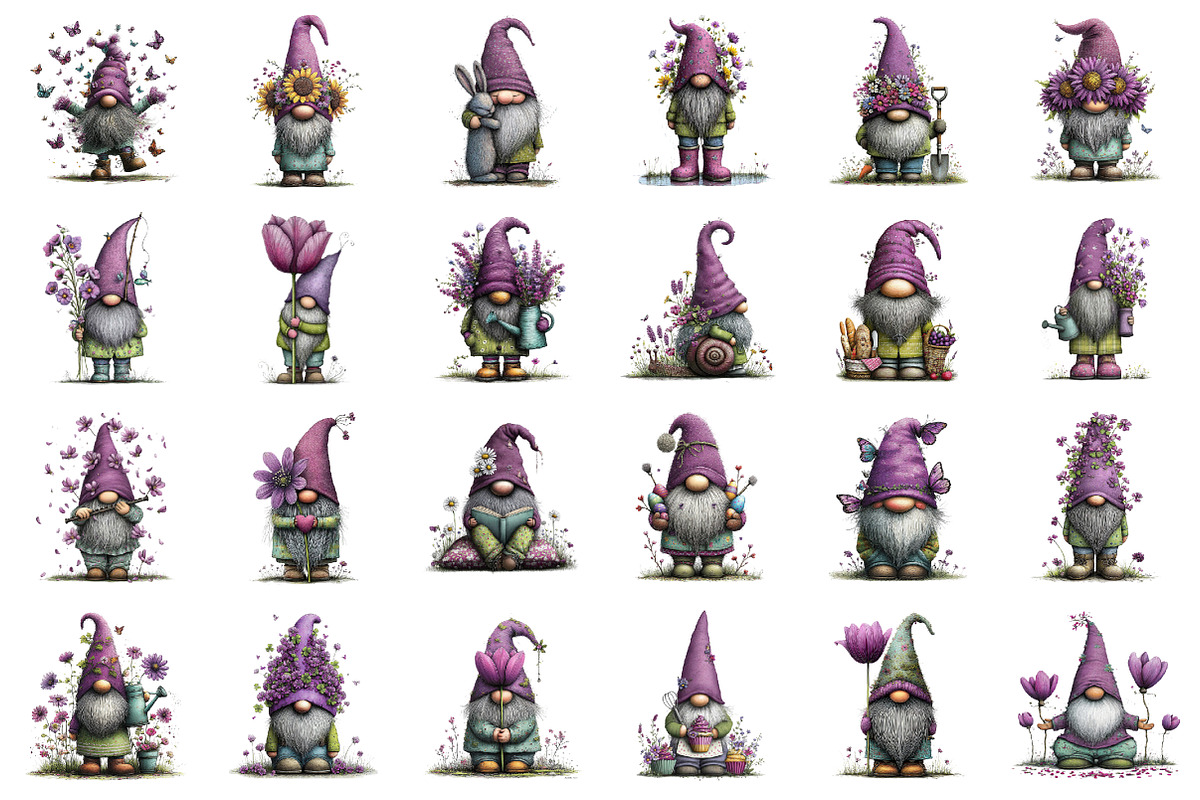 Watercolor Spring Gnome Clipart, an Illustration by designcity5 (Photo 2 of 5)