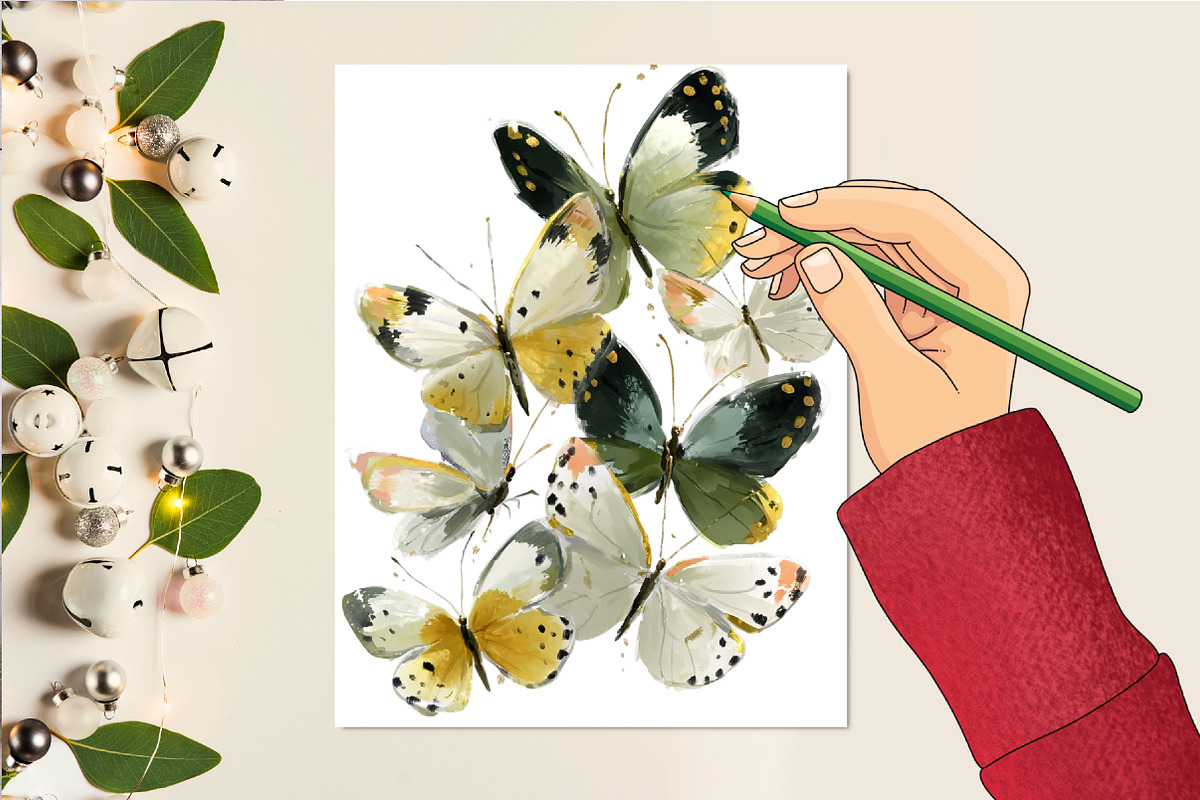 Watercolor Pastel Butterfly Clipart, an Illustration by DreamCafeArt (Photo 6 of 6)