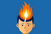 Man with matchstick burning on head, a Person Illustration by SouravDesign (Thumbnail 2 of 3)