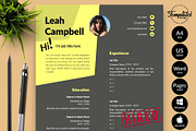Modern Resume Design / CV - Leah, a Resume Template by Templates Design Co. (Thumbnail 1 of 17)