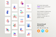 Hand Washing 32 Icons Set Hand Drawn, an Outline Icon by Marina Silence (Thumbnail 11 of 17)