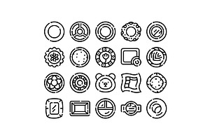 Outline icons illustrating various, an Object Illustration by pikepicture