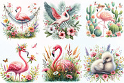 Summer Flamingo Garden Clipart, an Illustration by CraftArtStudio (Thumbnail 3 of 6)