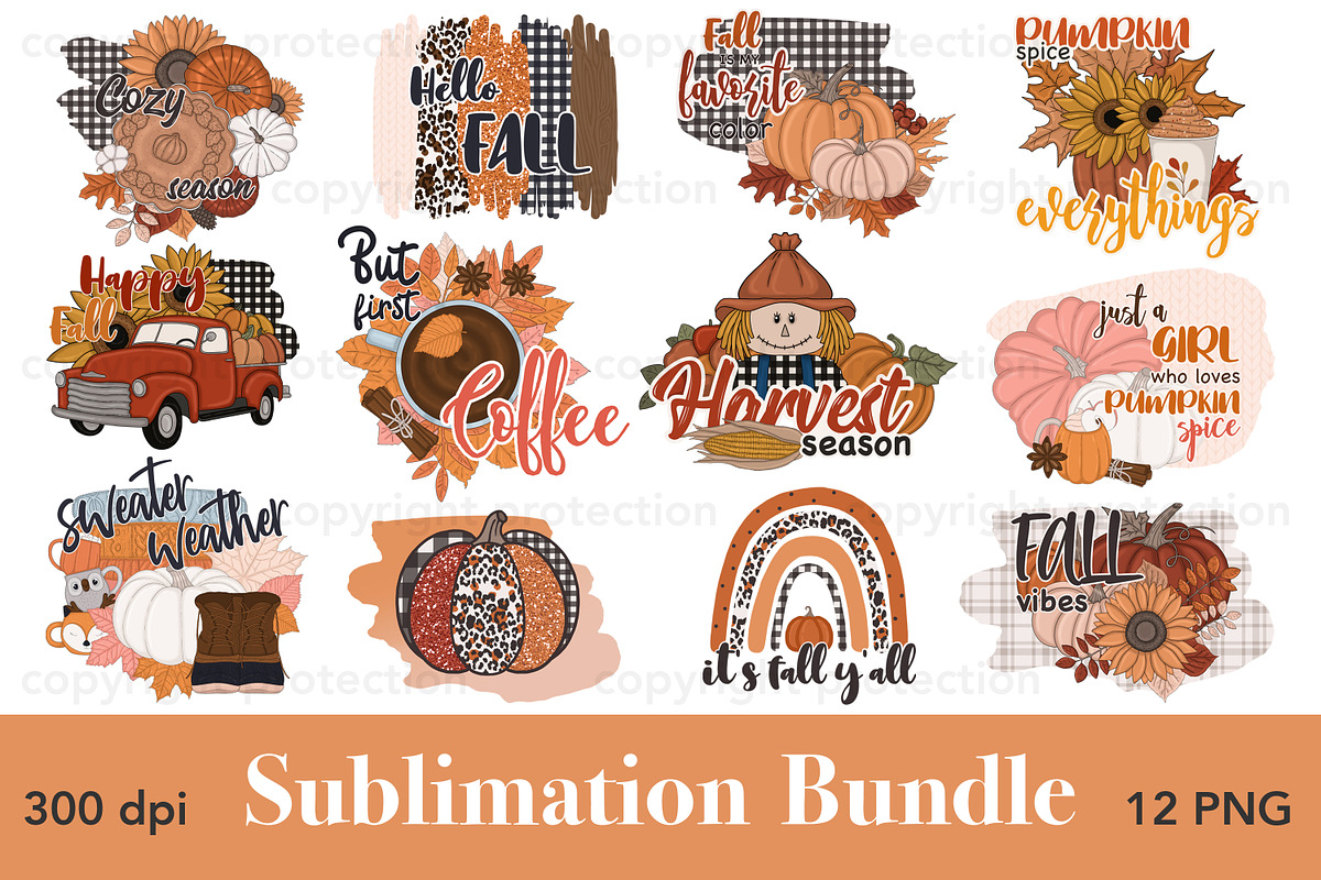 Autumn Bright Sublimation PNG Bundle, a Seasonal Illustration by GlamArtZhanna (Photo 1 of 13)