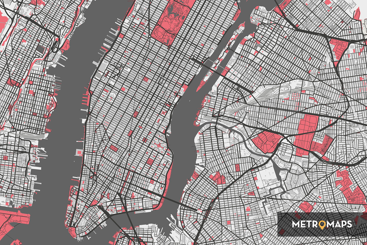 New York Map – Regular / Pink, an Illustration by MetroMaps (Photo 3 of 3)