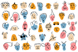 Abstract organic shapes faces, a Person Illustration by Anada Arty