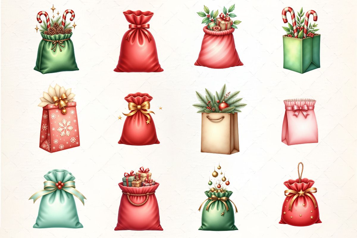 Santa’s Gift Bag Clipart, an Illustration by CrexoraLab (Photo 2 of 5)