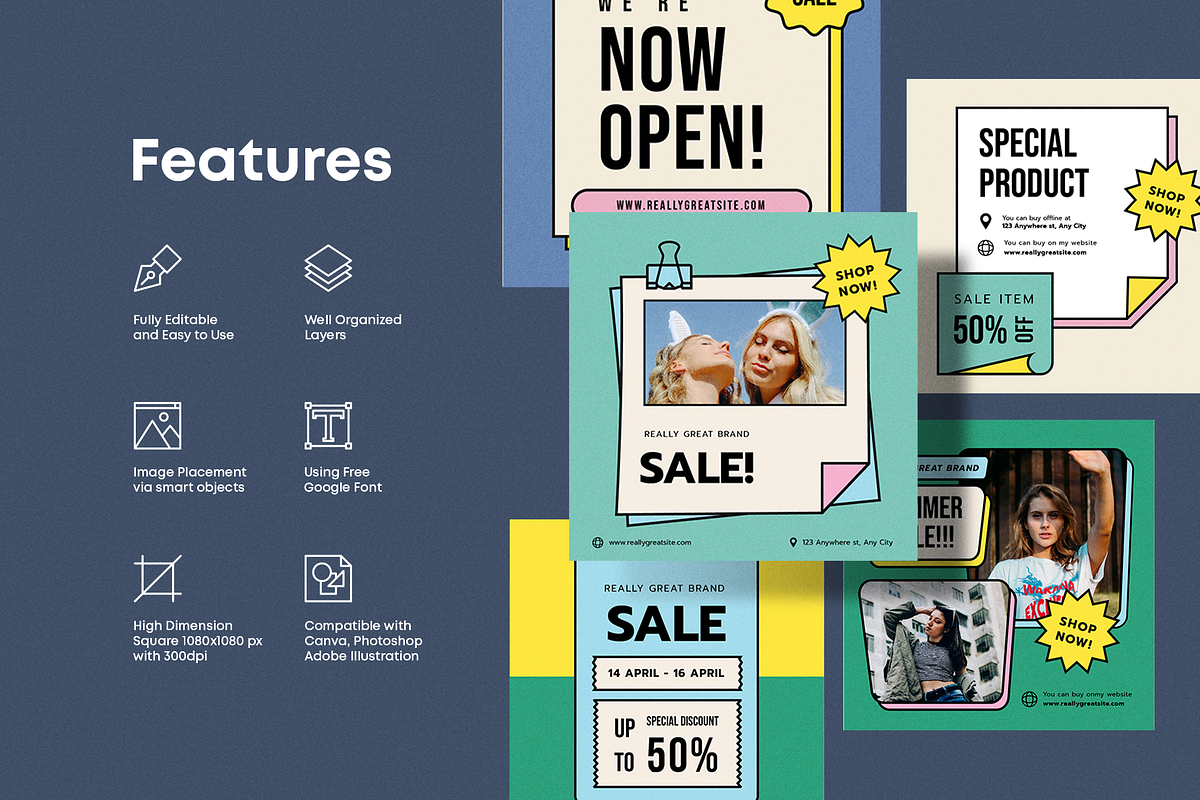 Paperetro - Social Media Templates, a Social Media Template by Surotype (Photo 6 of 9)