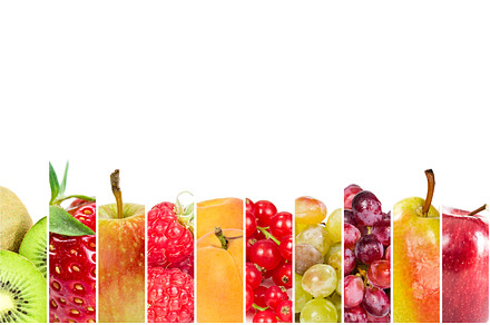 Collage of fresh fruits and berries featuring fruits, collage, and healthy, a Food & Drink Photo by Nataliia Pyzhova