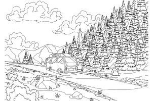 Road trip vacation, travel by car in, a Transportation Illustration by the8monkey