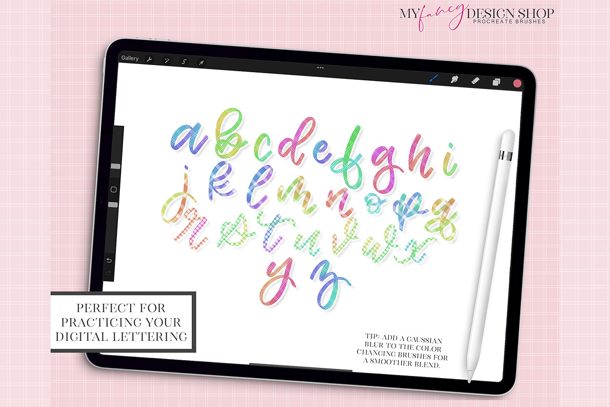Procreate Plaid Lettering Brushes, a Brush Add-On by My Fancy Design Shop (Photo 10 of 10)