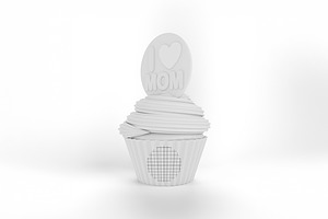 Cartoon I Heart Mom Cupcake Mockup