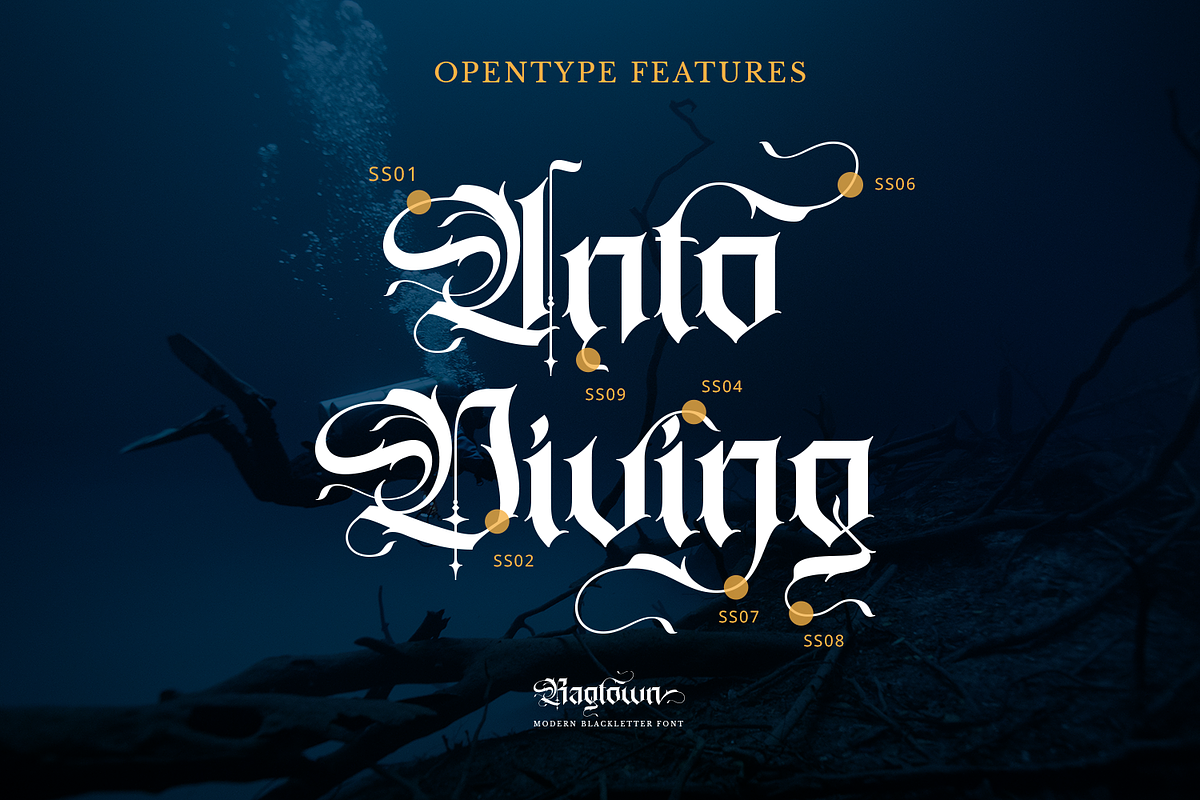Ragtown - Modern Blackletter Font, a Blackletter Font by Pixesia Studio (Photo 10 of 12)
