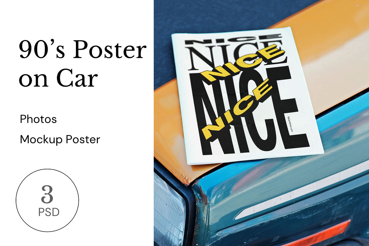 Poster on Retro Car Realistic Mockup, a Graphic by Bebop Studio (Photo 1 of 5)