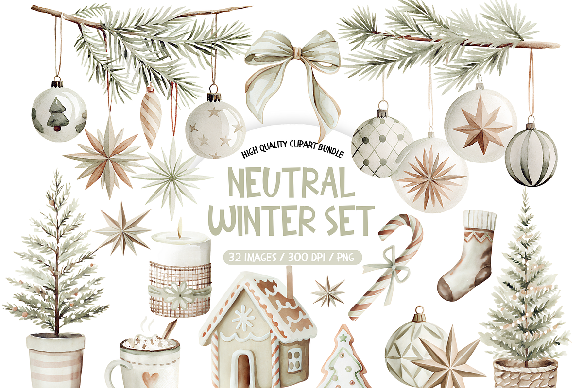 Neutral Winter Clipart Collection, an Illustration by TatiMockup (Photo 1 of 5)