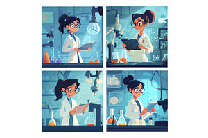 Female scientist. Cartoon woman, an Illustration by Stock-Smart-Start