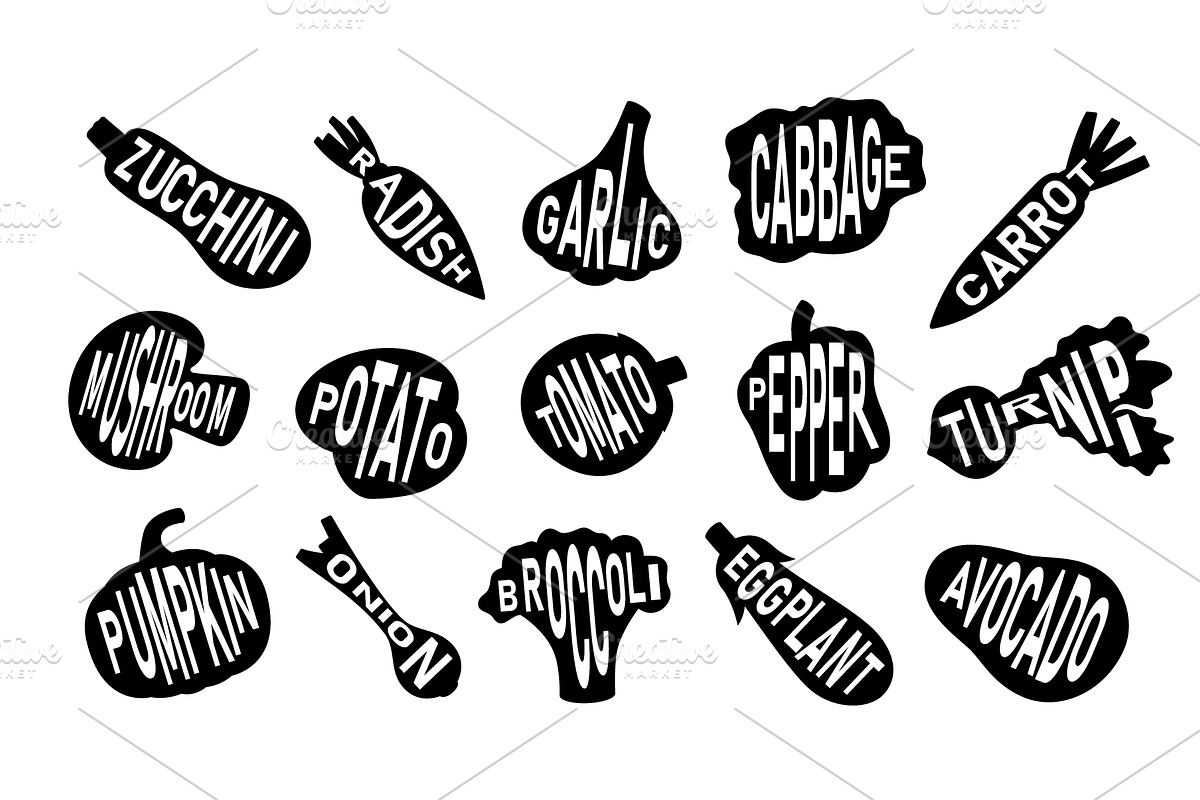 Fresh vegetables icons set. Design, a Food Illustration by GraphiShop