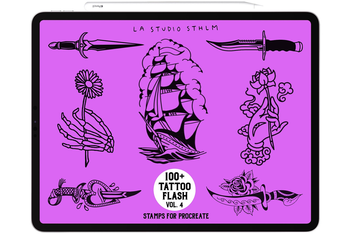 BUNDLE 1 - Tattoo Flash - Stamp Sets, a Brush Add-On by LA Studio Sthlm (Photo 6 of 17)