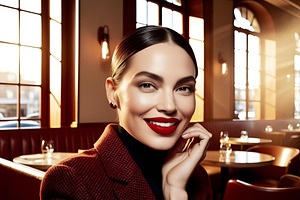 Red lips pretty woman stock image, a Beauty & Fashion Photo by ComfortQ