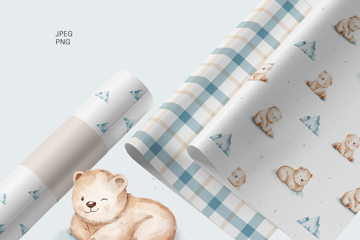Winter seamless pattern bear, a Pattern Graphic by Pattern + watercolor (Photo 4 of 6)