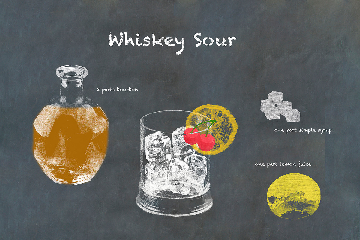 Classic Cocktail Chalkboard Sketches, an Object Illustration by karenfoleyphoto (Photo 30 of 30)