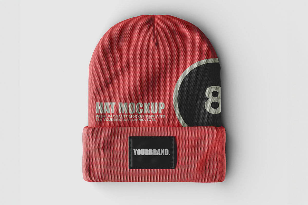 Beanie Hat Label Mockup, a Hat Mockup by Se٧enStudio (Photo 2 of 2)