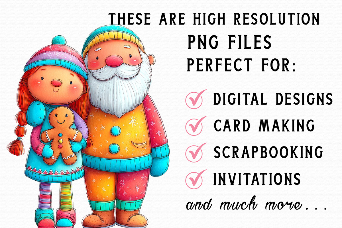 Christmas girl and Santa Clip Art, an Illustration by Libby Wishes (Photo 2 of 7)
