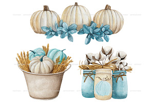 Watercolor Farmhouse Pumpkin Clipart