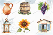 Watercolor Tuscan Clipart Italian, an Illustration by designcity5 (Thumbnail 2 of 5)