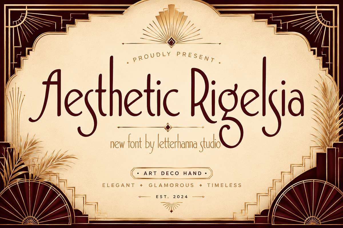 Aesthetic Rigelsia Font, a Sans Serif Font by Letterhanna Studio (Photo 1 of 8)