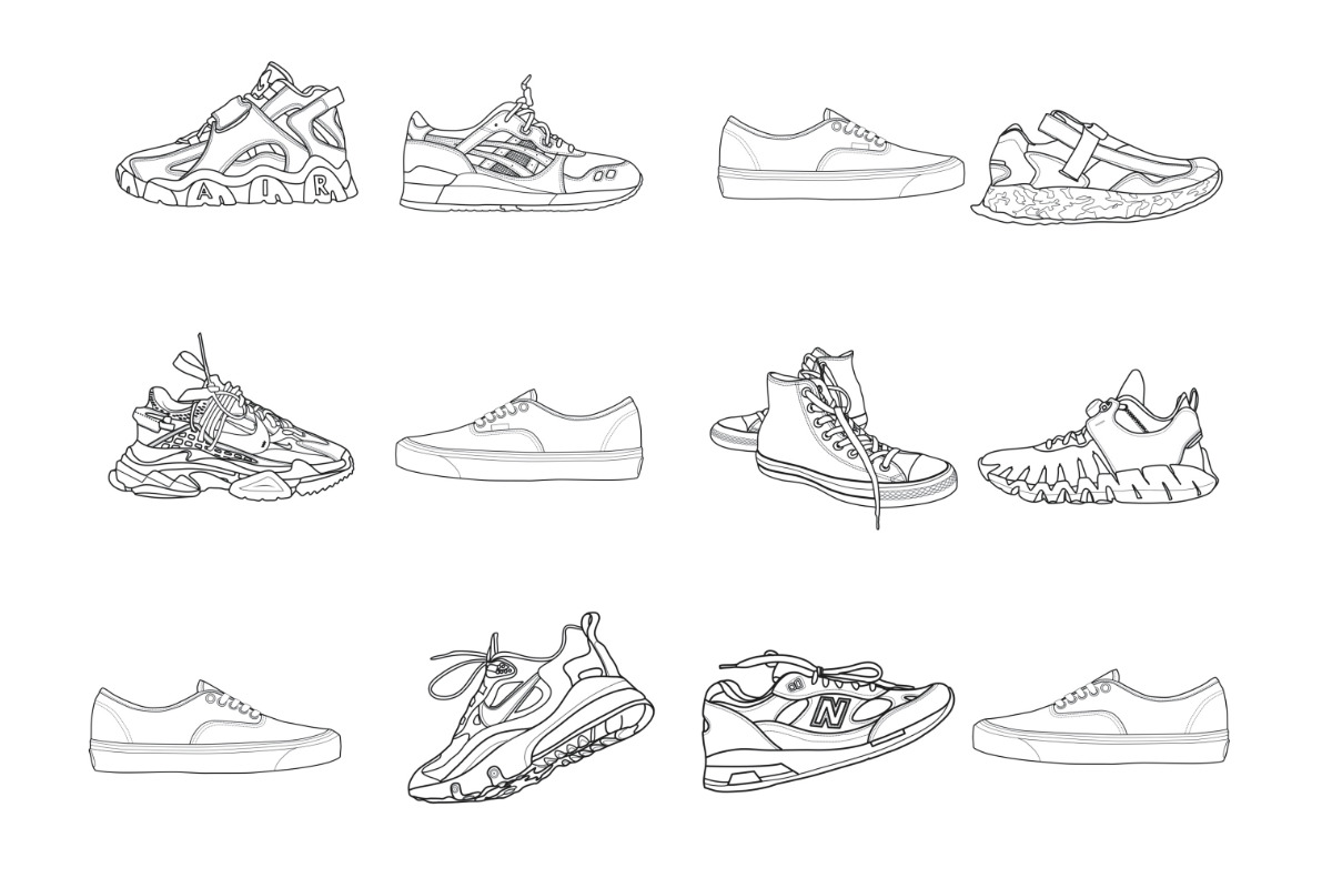 Sneaker Trainer Shoe Set 1 Procreate, a Brush Add-On by Disasterology Ink