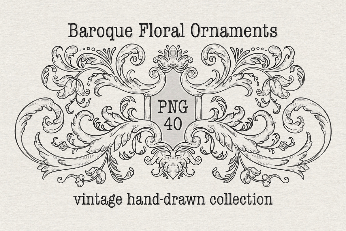 Baroque Floral Ornaments, a Decorative Illustration by heyXeni (Photo 1 of 11)