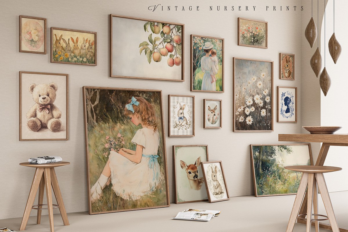 VINTAGE NURSERY PRINTS, a Background Graphic by Lana Elanor (Photo 4 of 9)