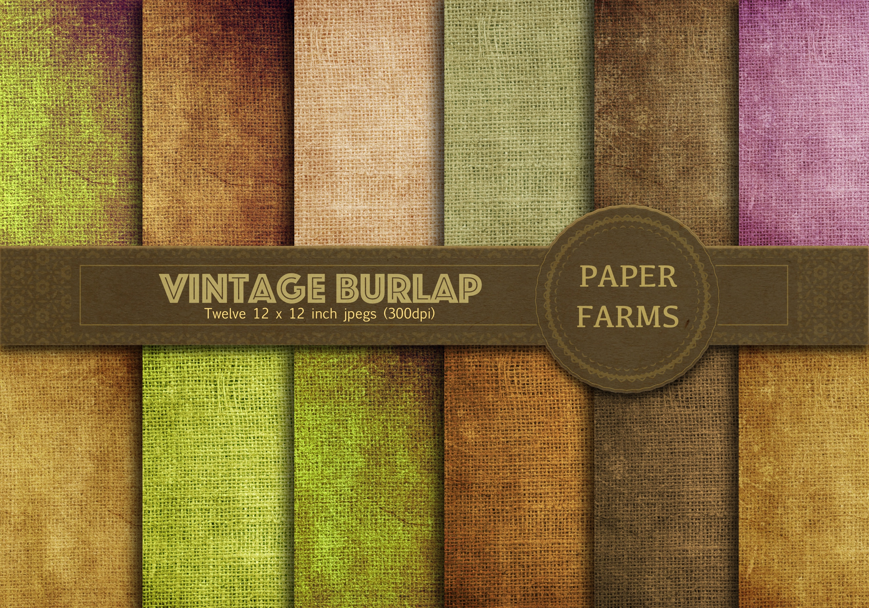 Vintage burlap digital paper, a Pattern Graphic by Paper Farms