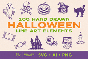 Halloween Line Art Elements