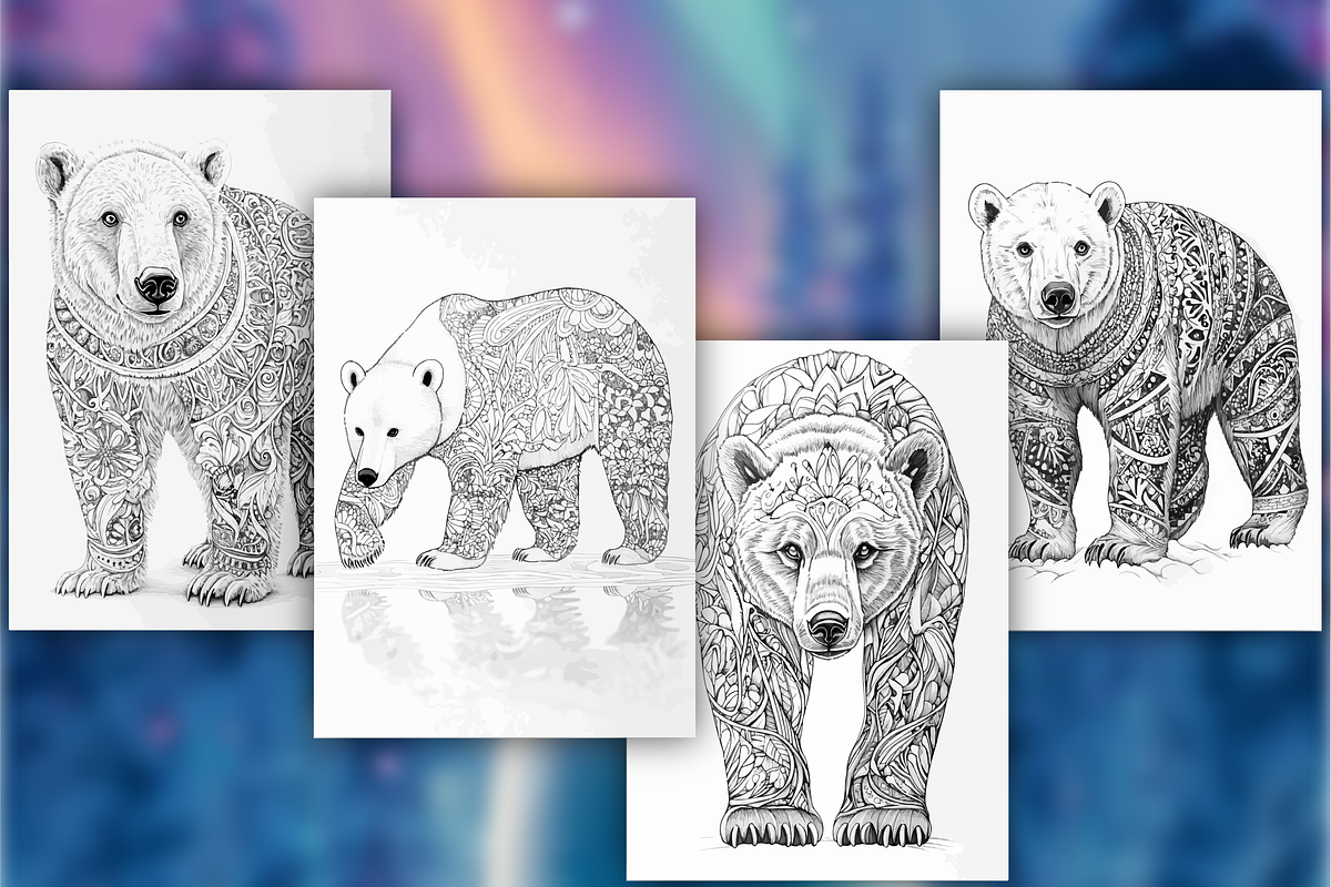 100 Polar Bear Mandala Coloring Page, an Animal Illustration by BrandlyTemplate (Photo 2 of 5)