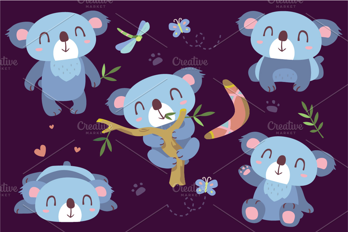 Cartoon koala set, an Animal Illustration by SunnyWS (Photo 5 of 8)