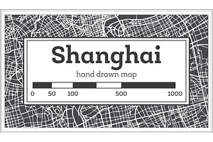 Shanghai China City Map In Retro