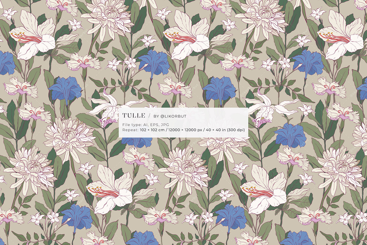 Elegant Botanical Floral Pattern, a Pattern Graphic by likorbut (Photo 9 of 14)
